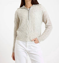 Brodie Cashmere - Mix Cable Cashmere Half Zip Jumper