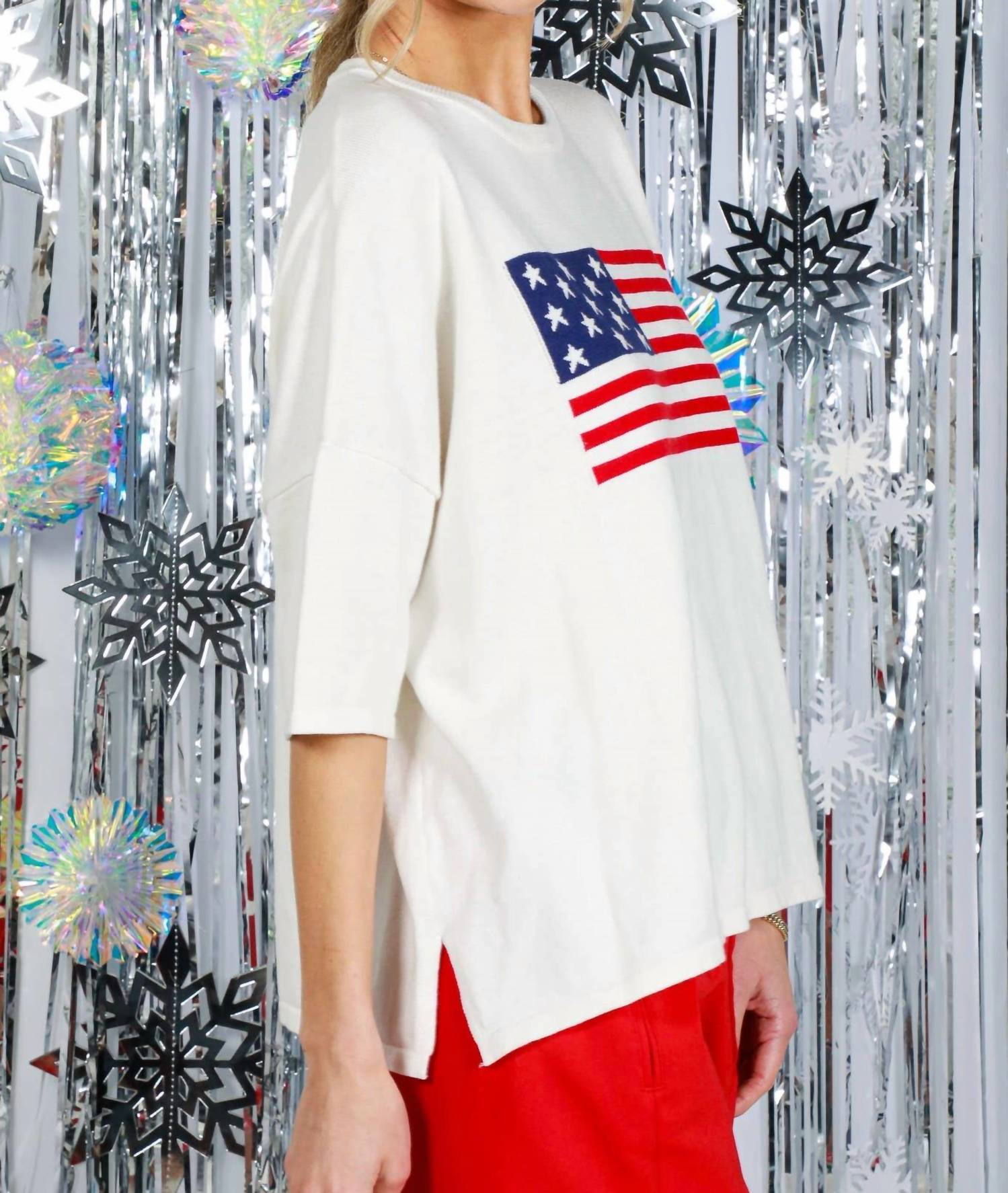 Vine & Love - American Flag Knitted Top