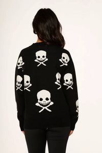 Orchid Bloom - Skulls V-neck Sweater