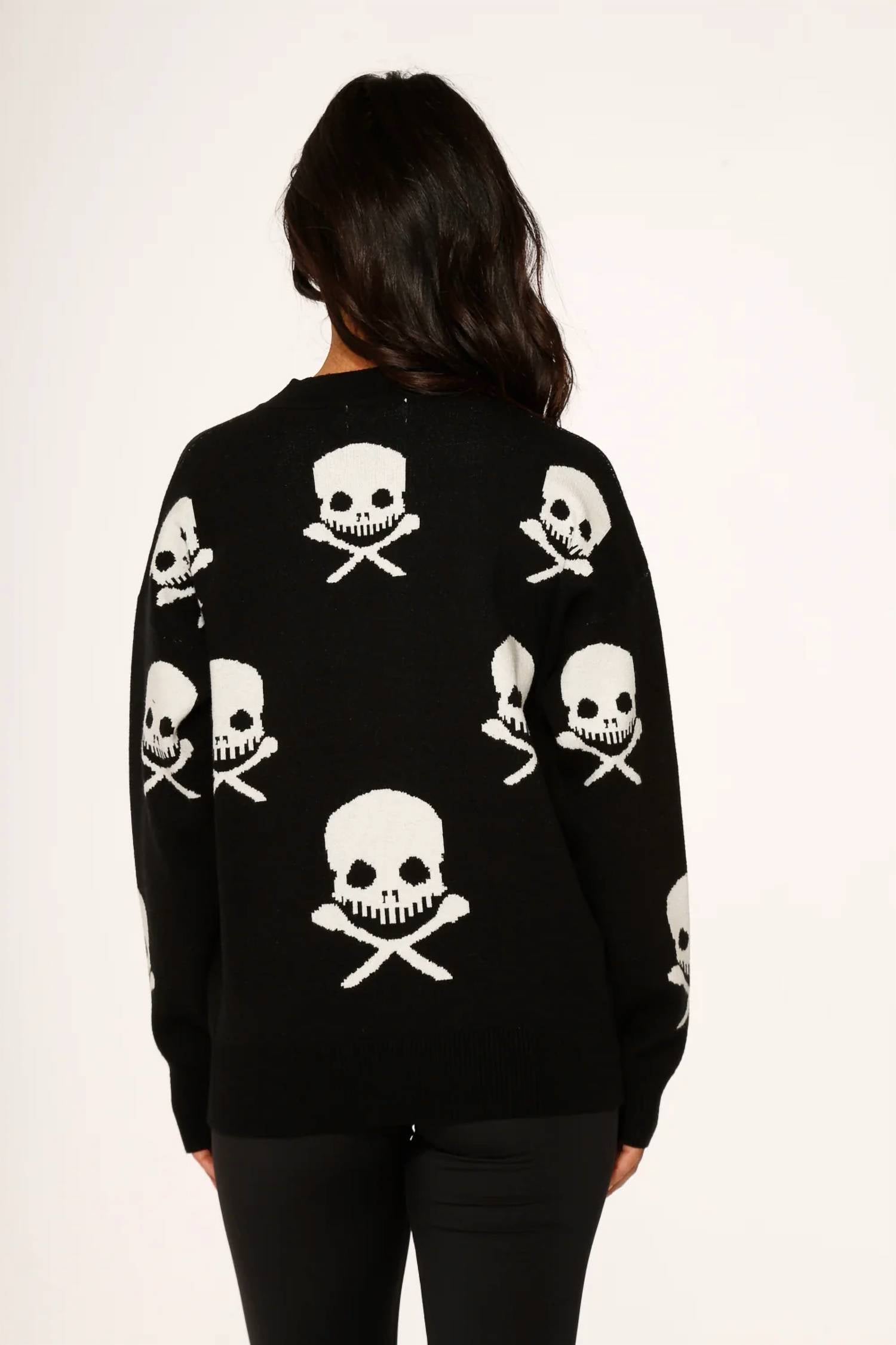 Orchid Bloom - Skulls V-neck Sweater