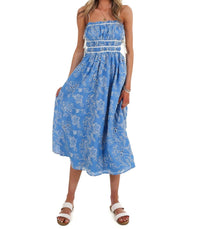 TCEC Garden Stroll Floral Eyelet Midi Dress in blue - women's dress - alternate view