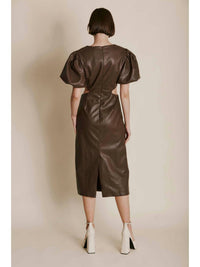 Aureum - Vegan Leather Cut Out Midi Dress