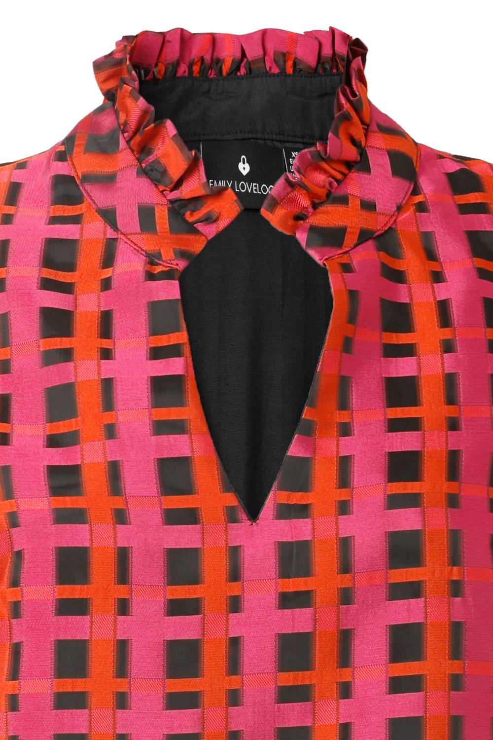 EMILY LOVELOCK Aida Plaid Blouse in crimson - women's blouse - view 6