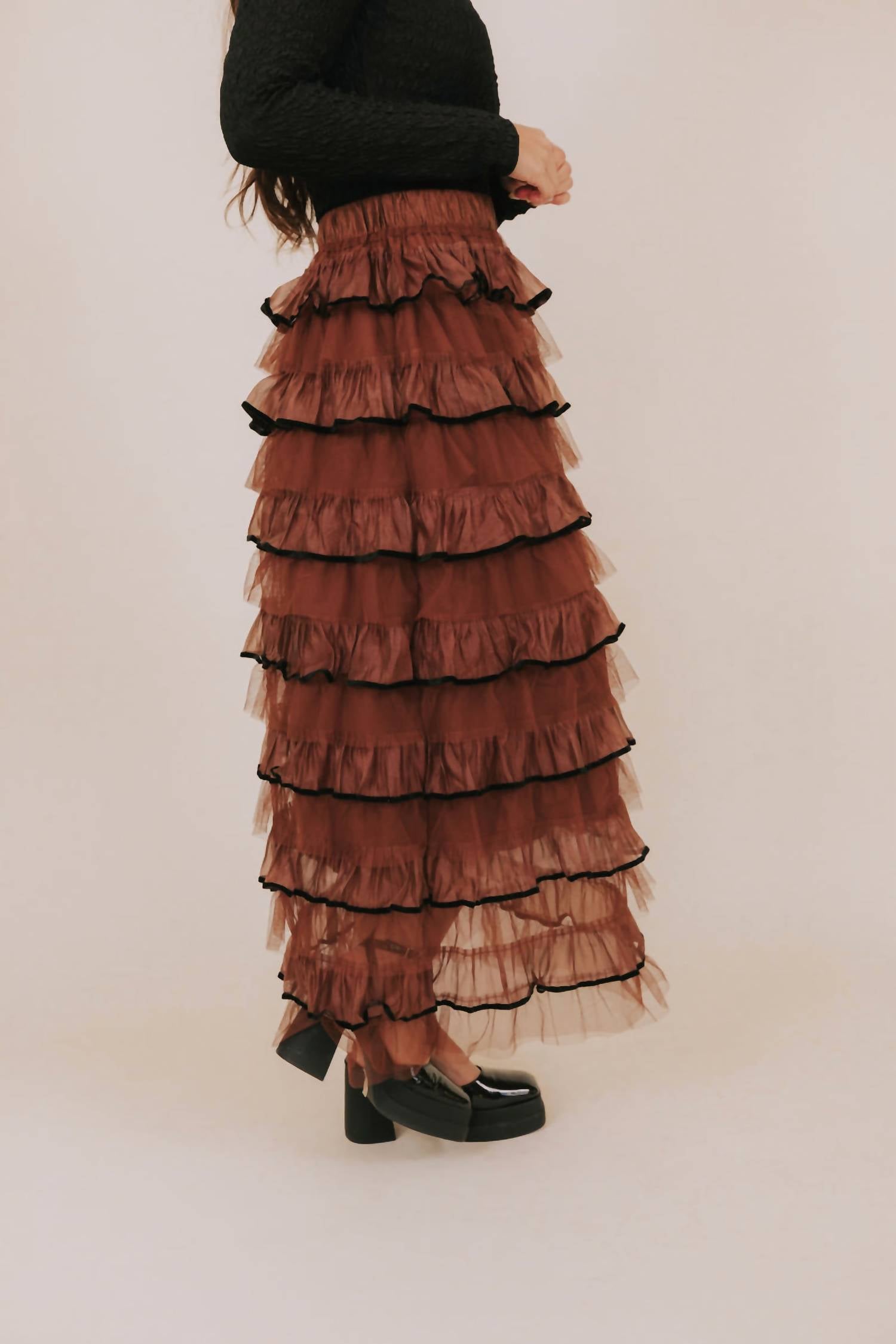 So Me - Tulle Ruffled Maxi Skirt