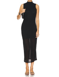 Frame - Mesh Stand-up Collar Dress