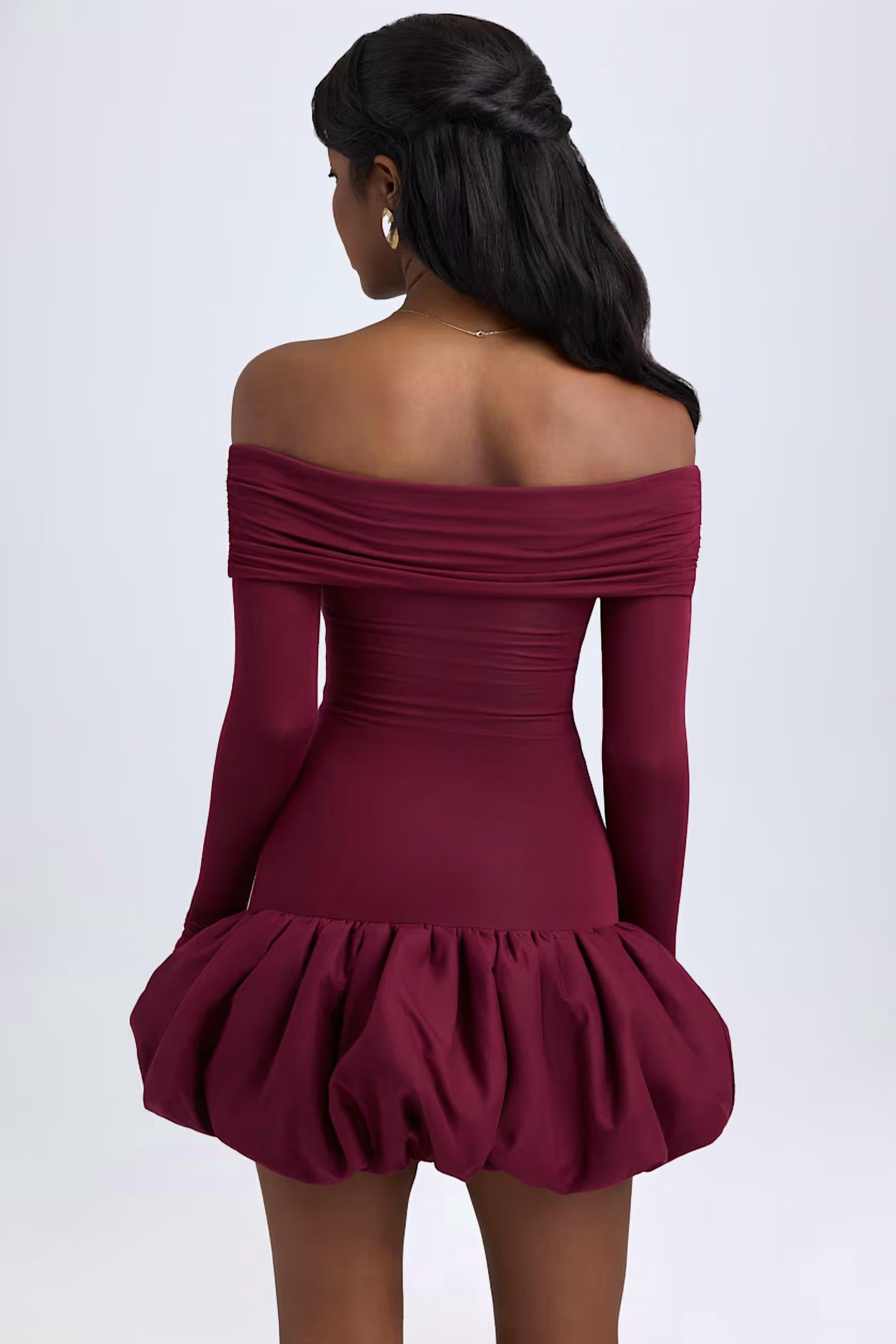 Oh Polly - Serra Modal Off-shoulder Bubble Hem Mini Dress