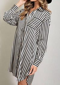 Ee:Some - Classic Striped Shirt Dress