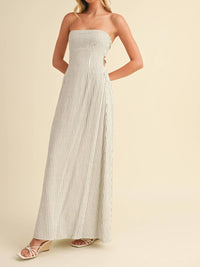 Klesis - Striped Long Back Tie Strapless Maxi Dress
