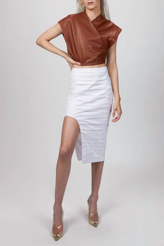 RUCHED MIDI SKIRT