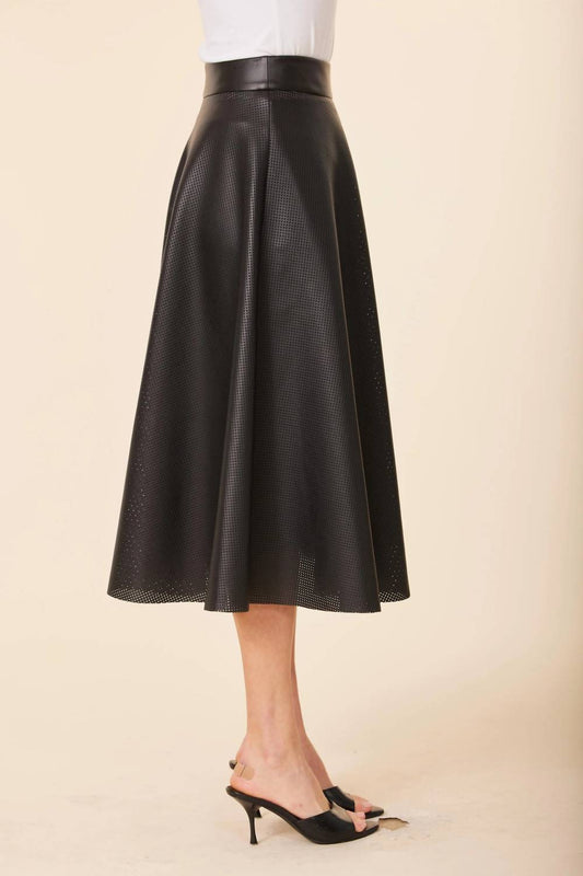 Dolce Cabo - Vegan Leather Perforated Midi Skirt