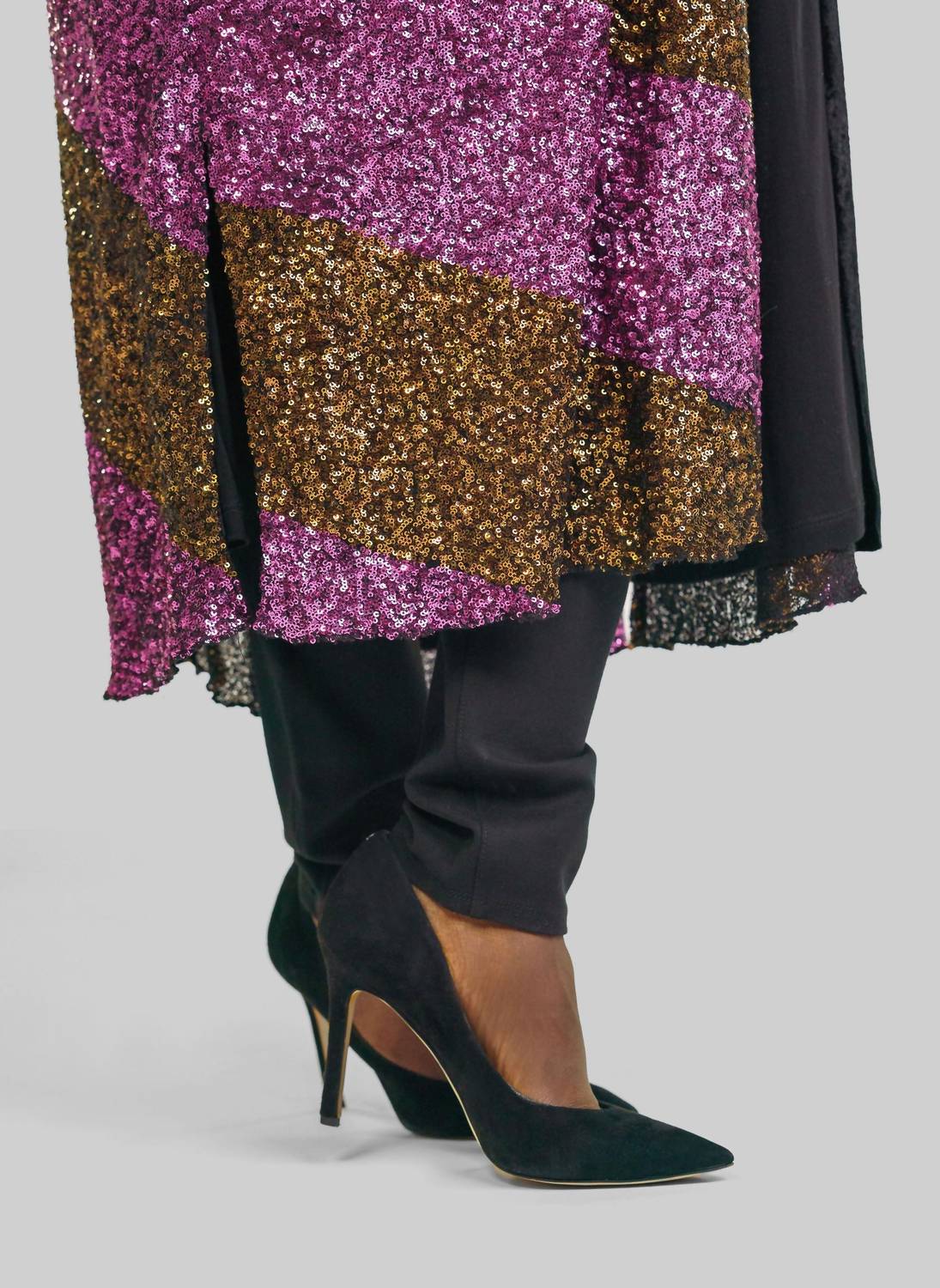 -Bl^Nk- - Sequin 3/34 Sleeve Duster - Plus