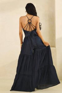 THE SANG Harlow V-neck Jumpsuit in blue - women's pants - view 4