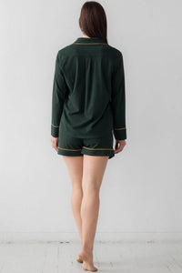 Salua - Luxury Brushed Pajama Set Long Sleeve And Shorts