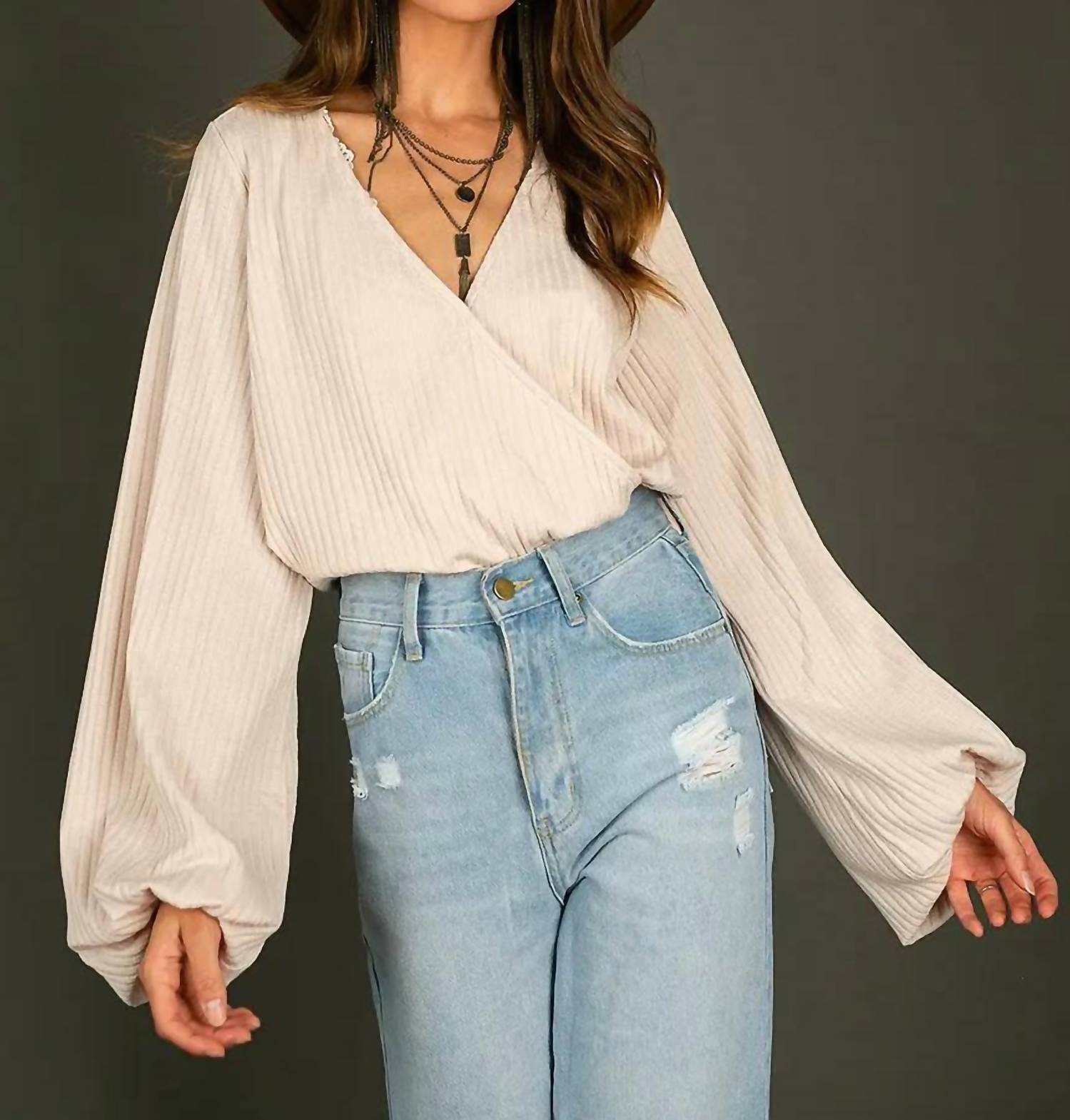 Joyfolie - Christina Bubble Sleeves Bodysuit