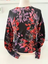 Autumn Cashmere Floral Print Crew Cashmere Sweater in multi - women's sweater - alternate view