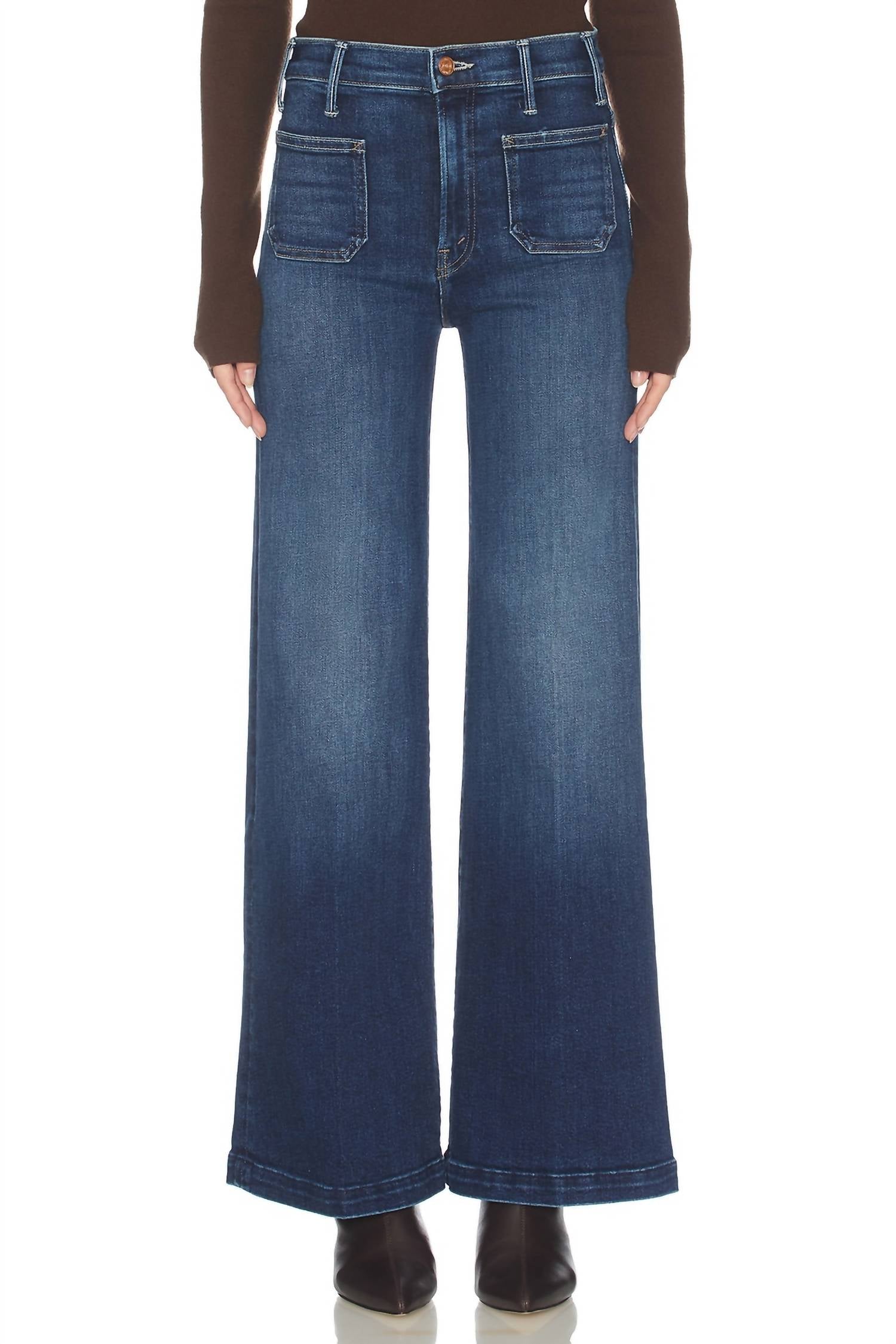 Mother Lil Hustler Roller Patch Skimp Jeans in one last shot - women's jeans