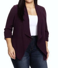 Moa - Open Front Waist Length Blazer Cardigan