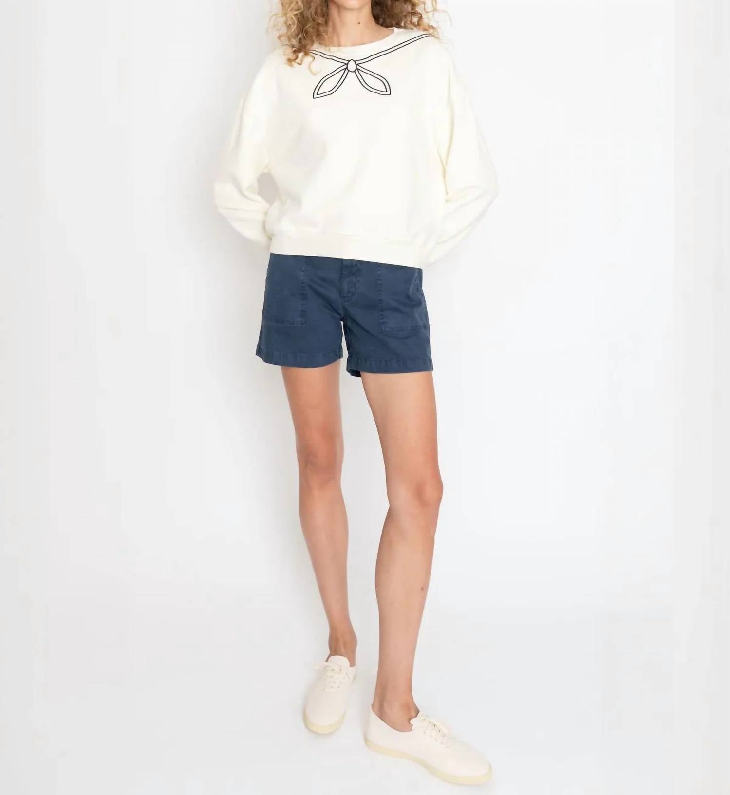 KULE Mid Rise City Shorts in navy - women's shorts