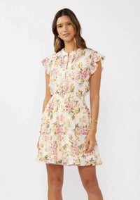 Lovestitch - Floral Flutter Smocked Mini Dress