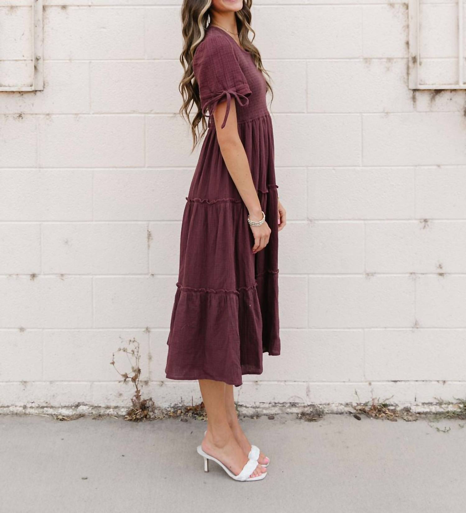 Mikarose Remington Midi Dress in brown - women's dress - alternate view