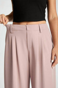 Loit - Wide Leg Waffle Textured Pleated Pants