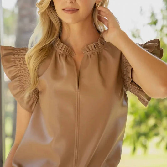 Voy - Faux Leather Top