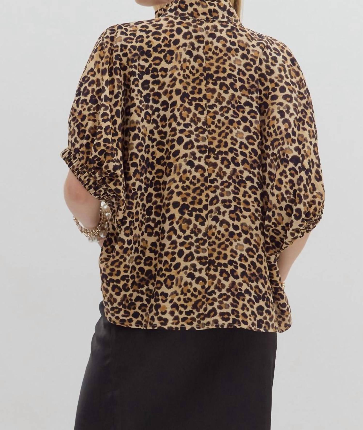 entro Run Wild Blouse in leopard - women's blouse - alternate view