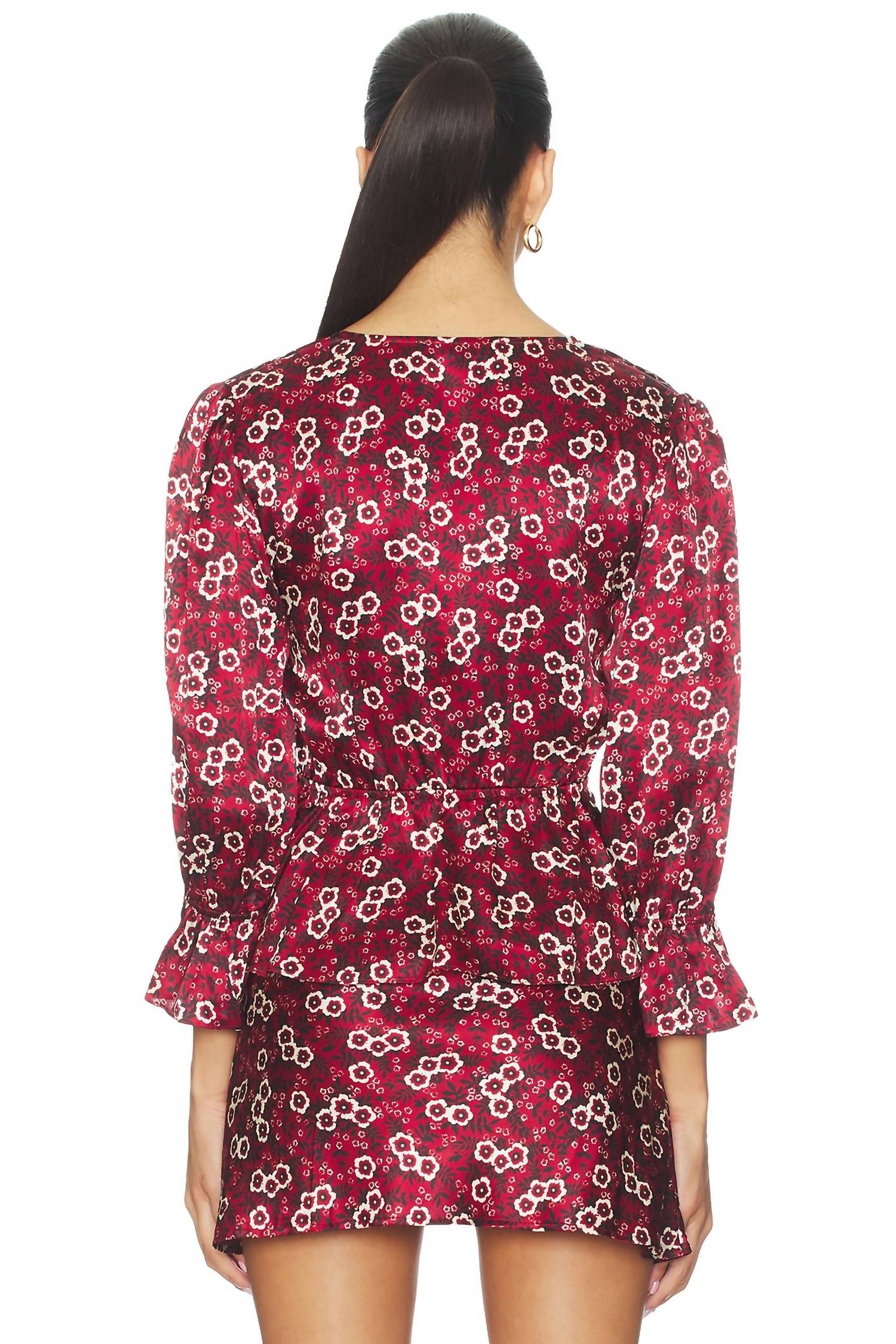 CIAO LUCIA Renata V-neck Top in ruby - women's blouse - detail view