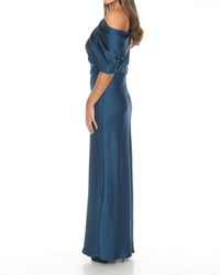 Joseph Ribkoff - Women's Draped Cold Shoulder Satin Long Dress
