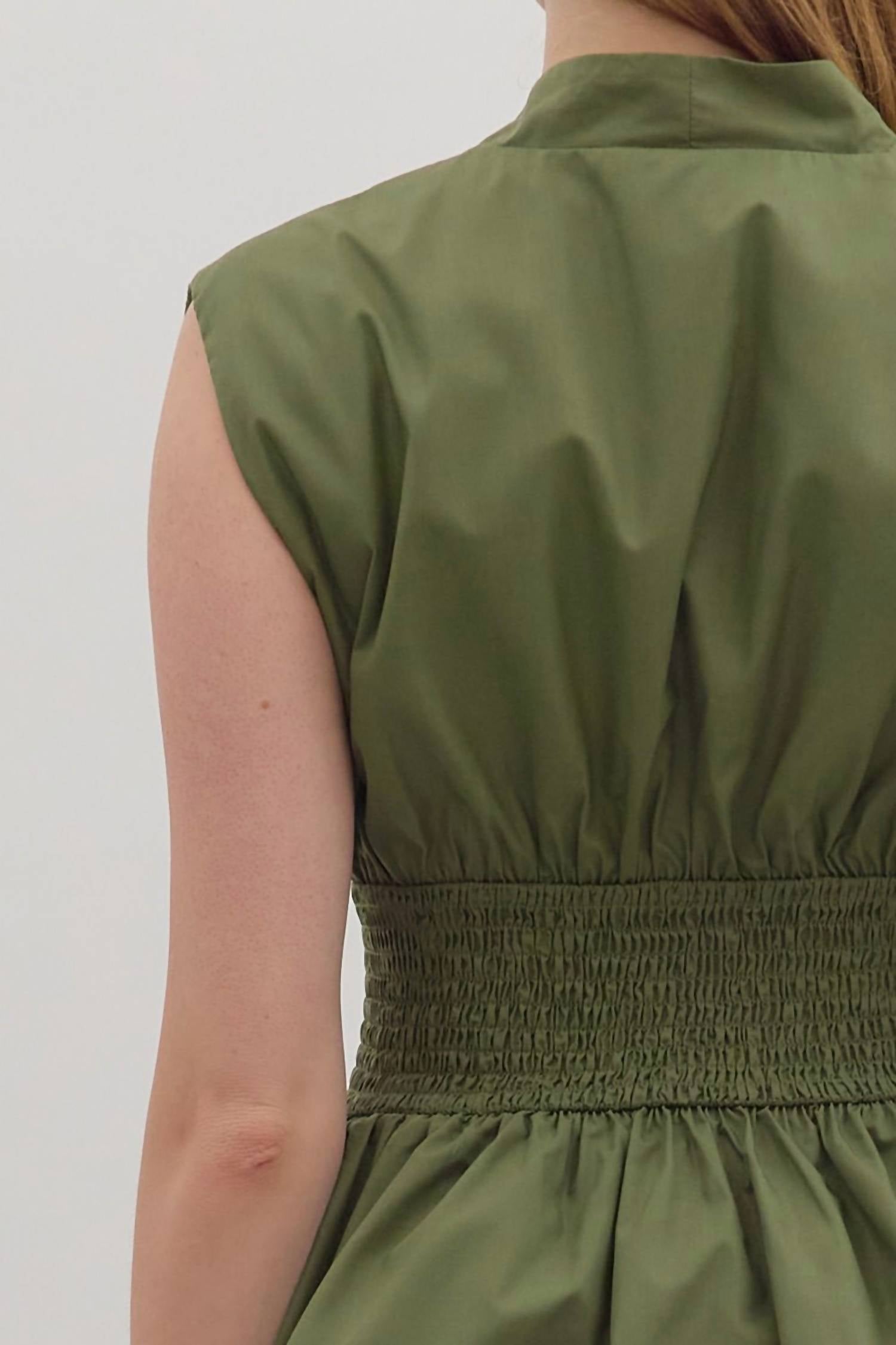 Entro - Sleeveless Smocked Waist Peplum Top