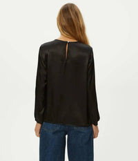 Michael Stars Lali Crew Neck Blouse in black - women's blouse - detail view
