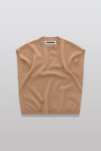 CRUSH Colorush Lucca Crew Tank Top in camel - women's tank top - detail view