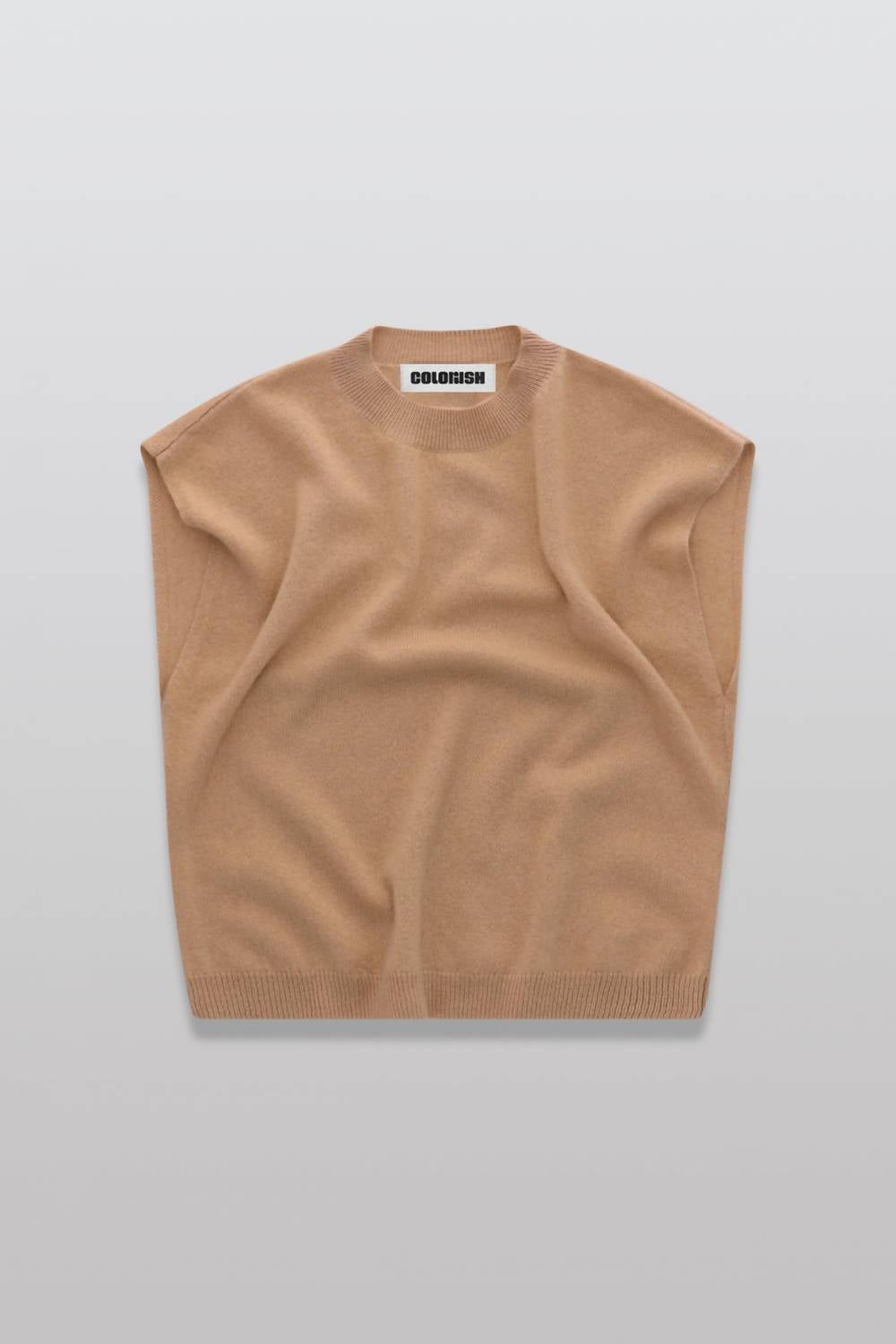 CRUSH Colorush Lucca Crew Tank Top in camel - women's tank top - detail view