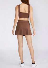 Cream Yoga Evelyn Mini Skort in mocha - women's shorts - detail view