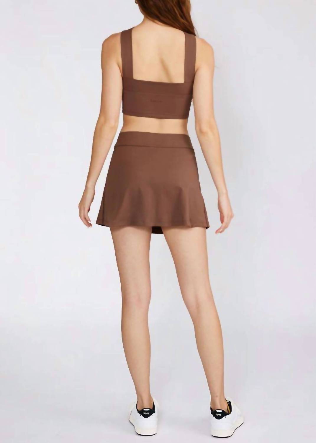 Cream Yoga Evelyn Mini Skort in mocha - women's shorts - detail view