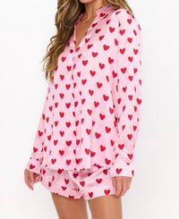Show Me Your Mumu Early Riser Pajama Set in pink queen of hearts silky - women's sleepwear - alternate view