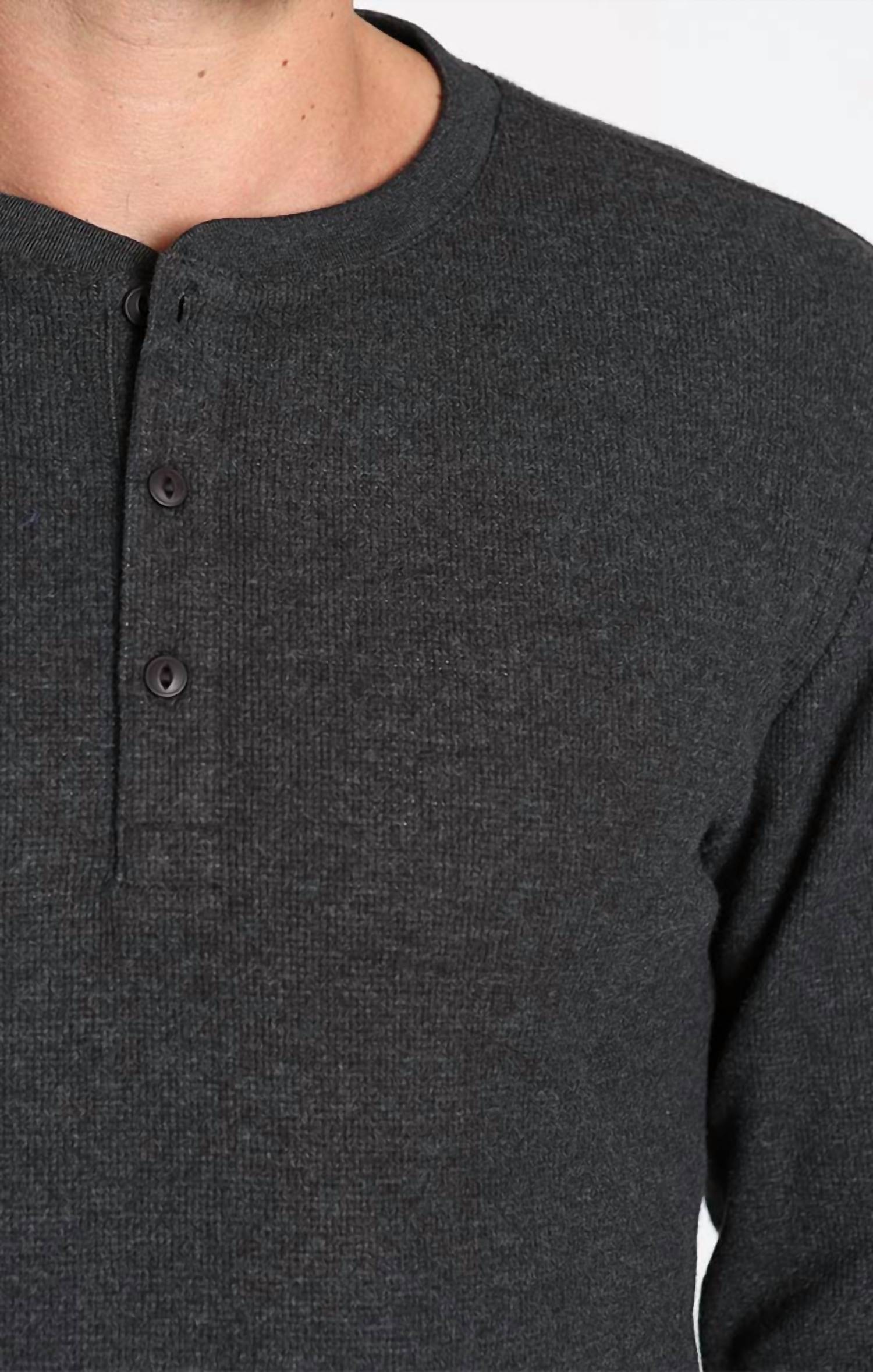 Jachs New York - Brushed Waffle Long Sleeve Henley Shirt