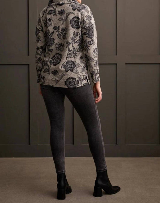 Tribal - Brushed Knit Floral Cowl Sweater