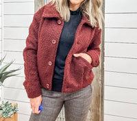 TRIBAL Button Down Boucle Jacket in passion plum - women's jacket - view 4