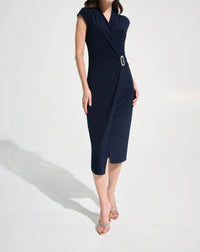 Joseph Ribkoff - Rhinestone Midi Wrap Sheath Dress