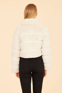 DOLCE CABO Paneled Faux Fur Vegan Leather Cropped Jacket in ivory - women's jacket - alternate view