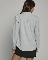 7Diamonds Generation Twill Button Down in light grey - women's shirt - detail view