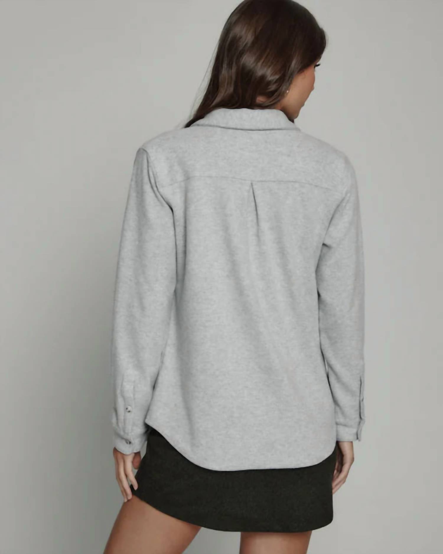 7Diamonds Generation Twill Button Down in light grey - women's shirt - detail view