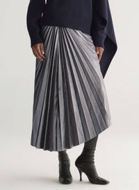 A.L.C. Tracy Metallic Vegan Leather Skirt in slate metallic - women's skirt - view 4