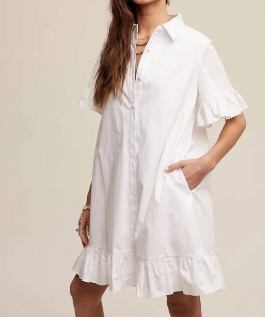 Listicle - Ruffled Button Down Shirt Dress