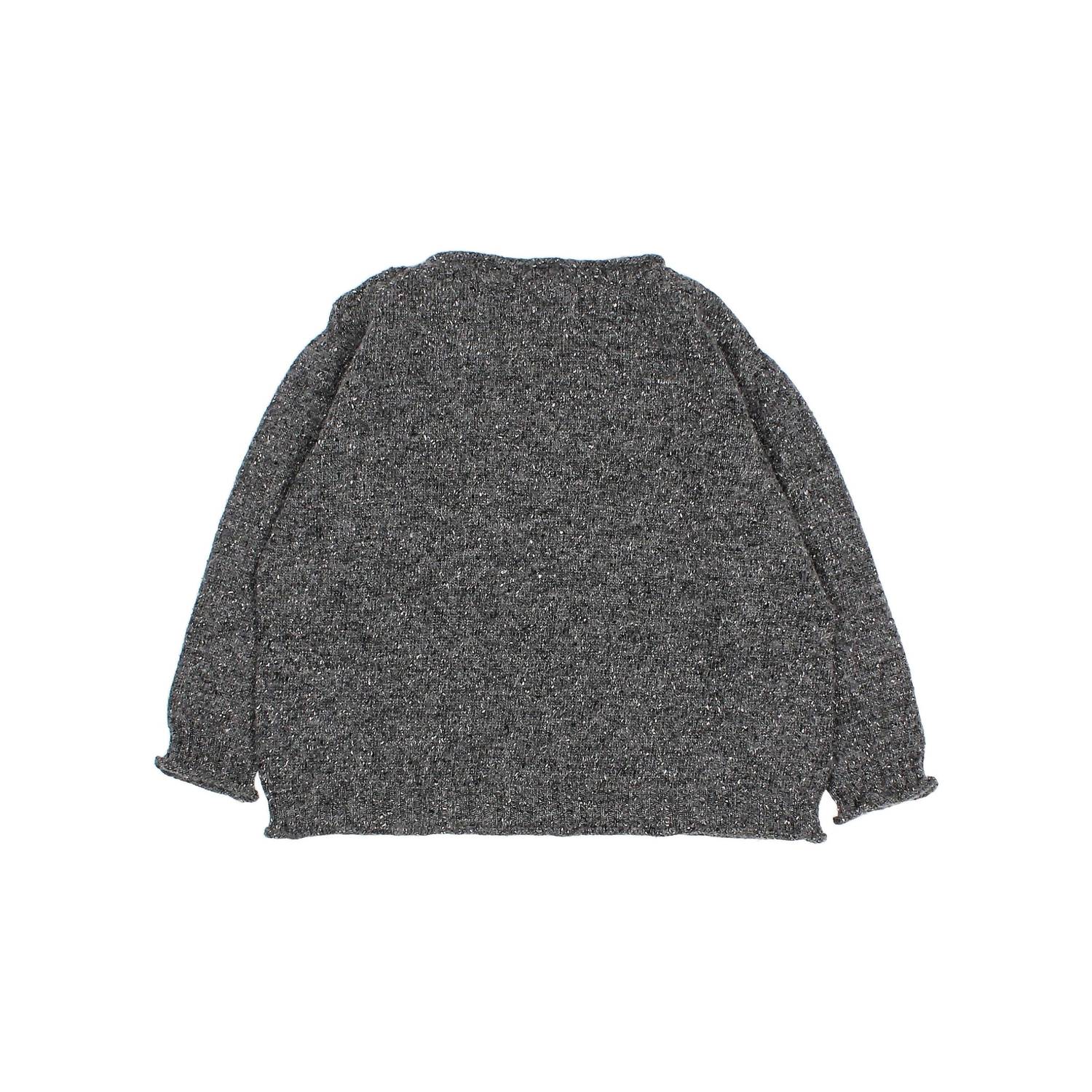 Búho Girls' Fine Knit Sweater in antracite - kids' sweater - detail view