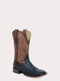 Corral - Men's Embroidery Ostrich Wide Square Toe Cowboy Boot