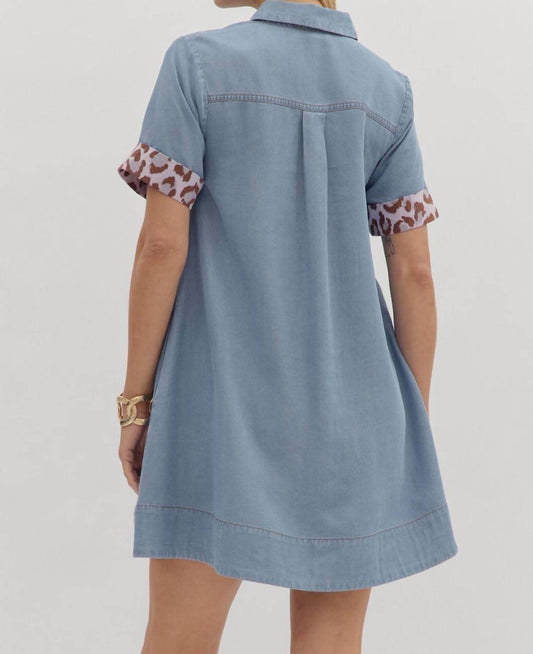 Entro - Leopard Accent Collared Mini Dress