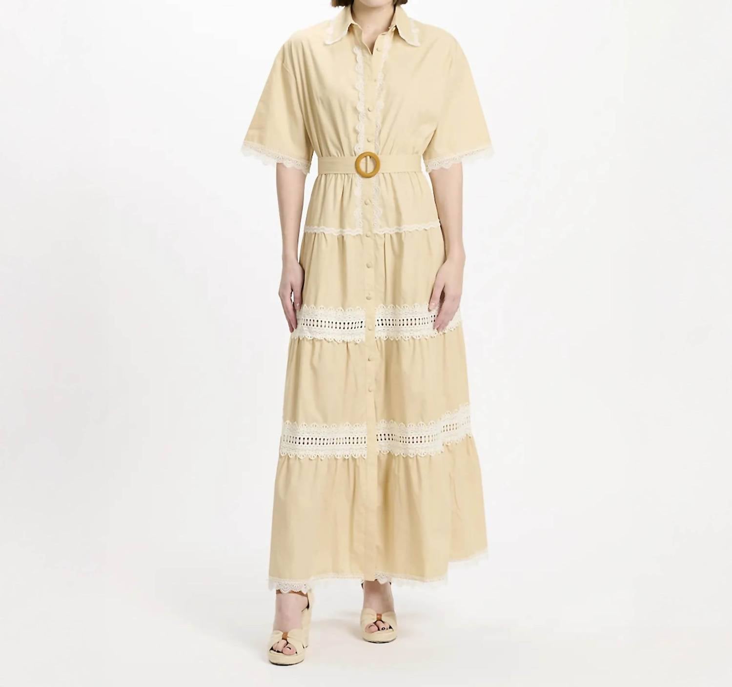 Miss June Paris Women's Betty Dress in beige - women's dress