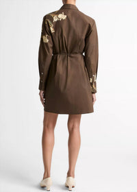 Vince Placed Cream Iris Shirt Dress in bark - women's dress - alternate view